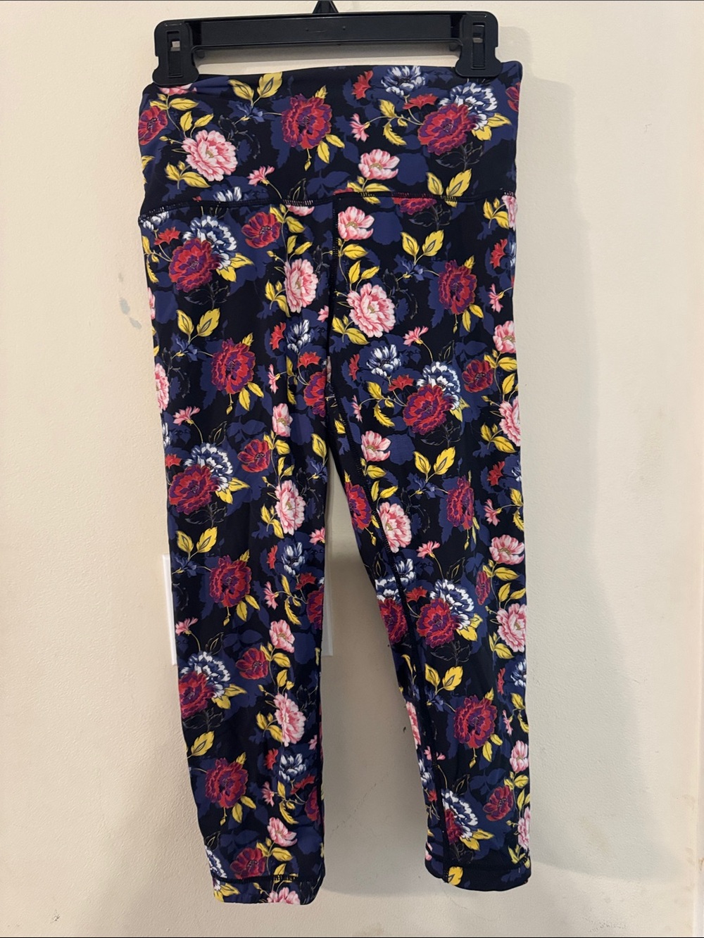 Ruby Ribbon Navy Floral Leggings with Pink & Yellow Blooms
